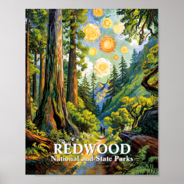 Custom Van Gogh Redwood National Park Hiking Trail ポスター