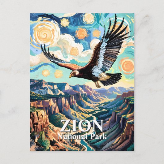 Custom Van Gogh Zion Canyon Bird California Condor ポストカード (正面)