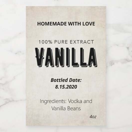 Custom Vanilla Extract Label - VE002_04 ワインラベル (シングルラベル)