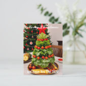 Custom Vegetables Christmas Tree, Lettuce Leaves  シーズンポストカード (スタンド正面)