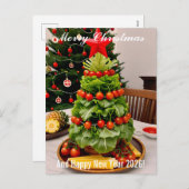 Custom Vegetables Christmas Tree, Lettuce Leaves  シーズンポストカード (正面/裏面)