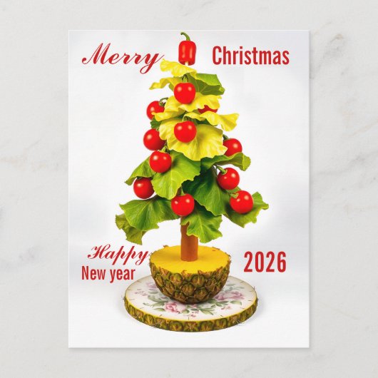 Custom Vegetables Christmas Tree, Lettuce Leaves  ポストカード (正面)