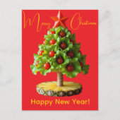 Custom Vegetables Christmas Tree, Lettuce Leaves ポストカード (正面)