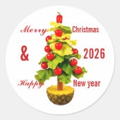 Custom Vegetables Christmas Tree, Lettuce Leaves  ラウンドシール (正面)