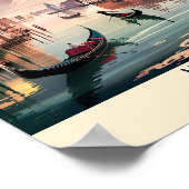 Custom Venice Italy Gondola Canal Watercolor Retro ポスター (角)