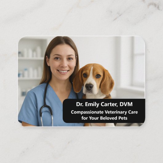 Custom Veterinarian Business Card with Photo  名刺 (正面)