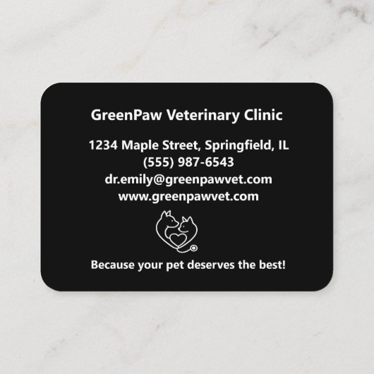 Custom Veterinarian Business Card with Photo  名刺 (裏面)