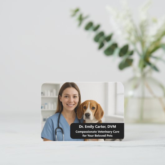 Custom Veterinarian Business Card with Photo  名刺 (スタンド正面)