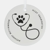 Custom Veterinarian Veterinary Tech Vet Assistant ガラスオーナメント (裏面)
