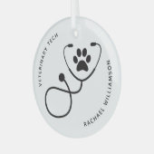 Custom Veterinarian Veterinary Tech Vet Assistant ガラスオーナメント (正面左)