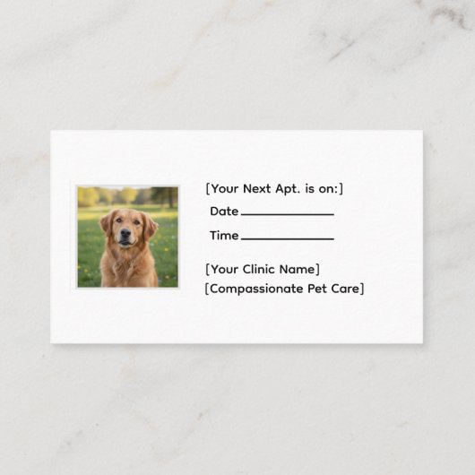 Custom Veterinary Appointment Card | Photo & Logo 名刺 (裏面)