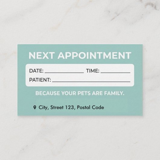 Custom Veterinary & Appointment Reminder  名刺 (裏面)
