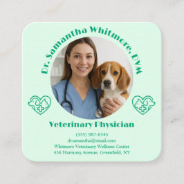 Custom Veterinary Business Card with Photo  スクエア名刺