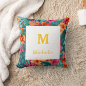 Custom Vibrant Floral Beauty Tropical Interior クッション (ブランケット)