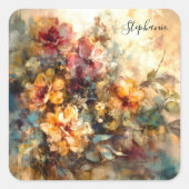 Custom Vibrant Floral Sticker スクエアシール (正面)
