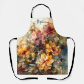 Custom Vibrant Floral Watercolor Art エプロン (正面)