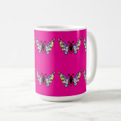 Custom Vibrant Modern Folk Butterfly Art コーヒーマグカップ (正面右)