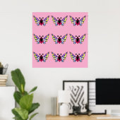 Custom Vibrant Modern Folk Butterfly Art ポスター (ホームオフィス)