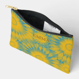 Custom Vibrant Sunflower Tie-Dye Art アクセサリーポーチ