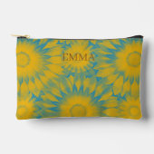 Custom Vibrant Sunflower Tie-Dye Art アクセサリーポーチ (正面)
