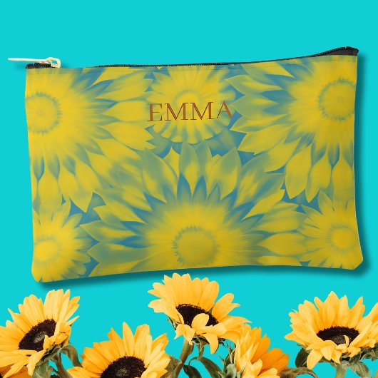 Custom Vibrant Sunflower Tie-Dye Art アクセサリーポーチ
