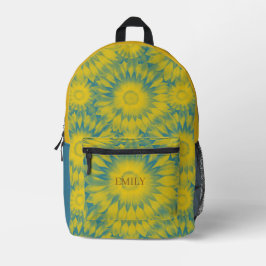 Custom Vibrant Sunflower Tie-Dye Art プリントバックパック