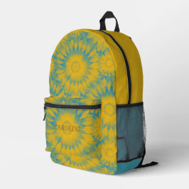 Custom Vibrant Sunflower Tie-Dye Art プリントバックパック