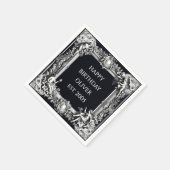 Custom Victorian Scroll Frame Napkin – black スタンダードカクテルナプキン (角)