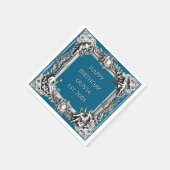 Custom Victorian Scroll Frame Napkin – dark blue スタンダードカクテルナプキン (角)