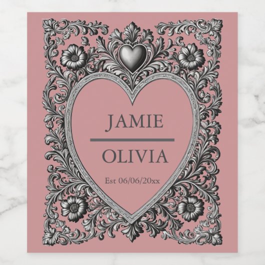 Custom Victorian Scroll Frame – wedding ワインラベル (シングルラベル)