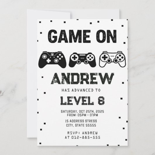 Custom Video Game birthday boy invitation 招待状 (正面)