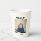 Custom Vintage Birthday Photo Retro Design 紙コップ (裏面)
