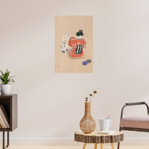 CUSTOM Vintage Japanese Maiko & Tiny Cat Toy Print ポスター