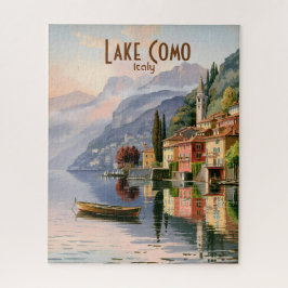 Custom Vintage Lake Como Italy Watercolor Travel ジグソーパズル