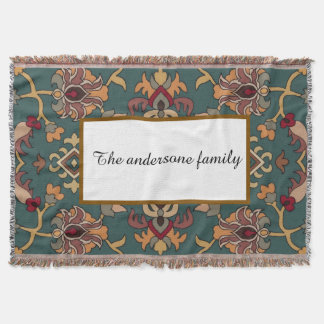 Custom Vintage Persian Family Name Home Decor Gift スローブランケット