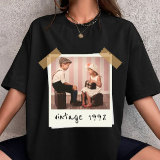 Custom Vintage Photo And Year Birthday Customazed Tシャツ