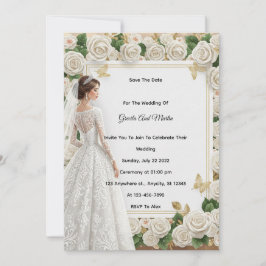 Custom Vintage Royal Wedding Invitation Beige Rose シーズンカード