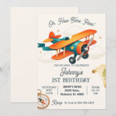 Custom Vintage Time Flies 1st Birthday Party 招待状 (正面/裏面)