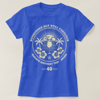 Custom Vintage Tropical Birthday Trip  Tシャツ