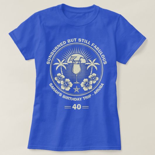 Custom Vintage Tropical Birthday Trip Tシャツ (デザイン正面)