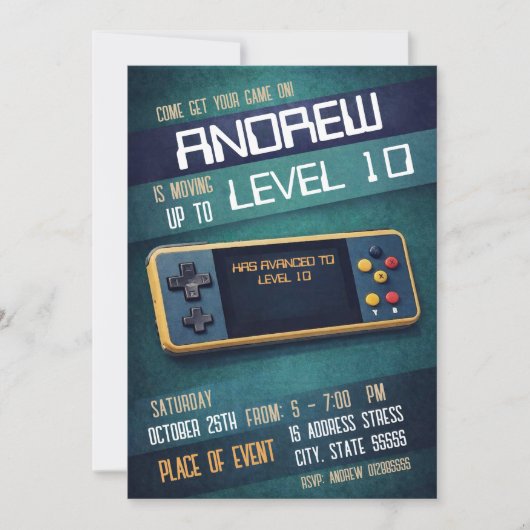 Custom Vintage Video Game birthday 招待状 (正面)