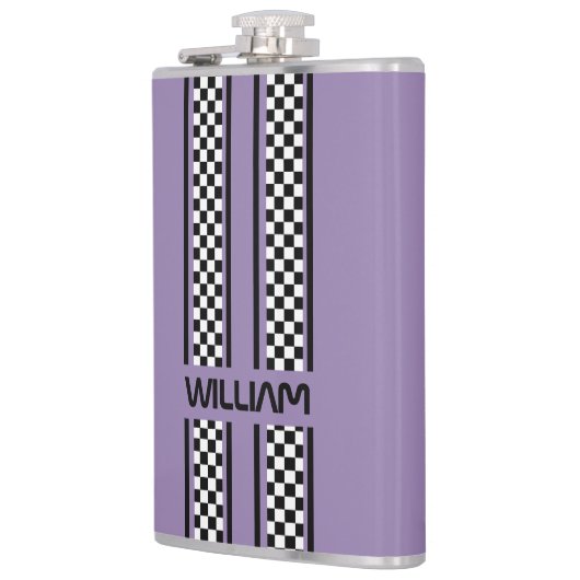Custom Violet Purple Black Race Sport Stripe フラスク (左)