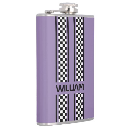 Custom Violet Purple Black Race Sport Stripe フラスク (右)