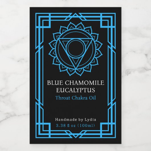 Custom Vishuddha Throat Chakra Essential Oil Label ワインラベル (シングルラベル)