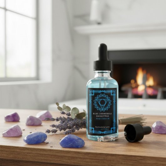 Custom Vishuddha Throat Chakra Essential Oil Label ワインラベル