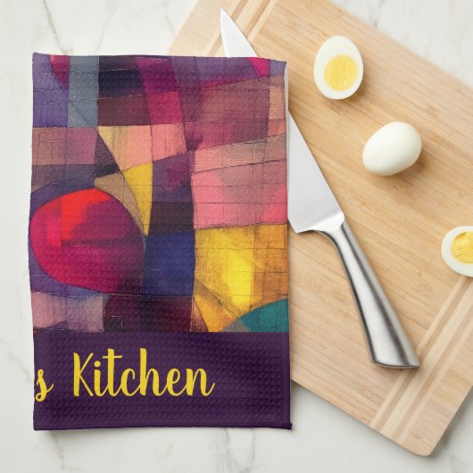 Custom Vivid Abstract Geometric Art  キッチンタオル (四つ折り)