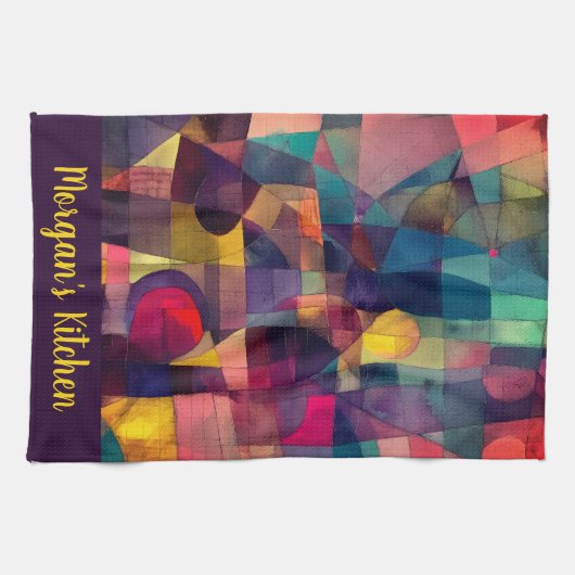 Custom Vivid Abstract Geometric Art  キッチンタオル (横)