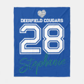 Custom Volleyball Name Number School  フリースブランケット (正面)