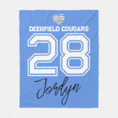 Custom Volleyball Name Number School  フリースブランケット (正面)