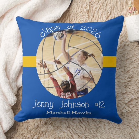 Custom Volleyball Photo Senior Memory  クッション (ブランケット)